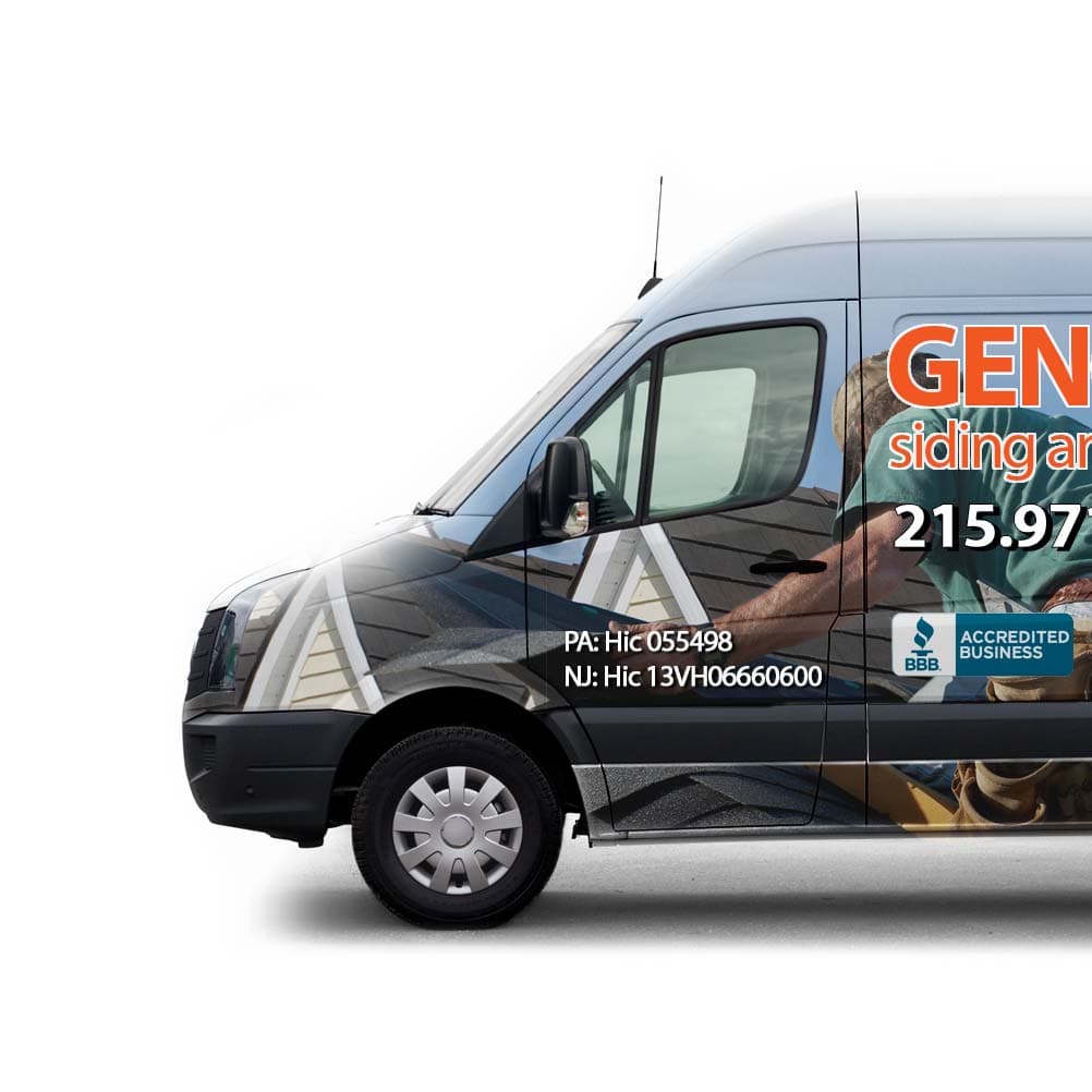 Geno's Siding and Roofing work van